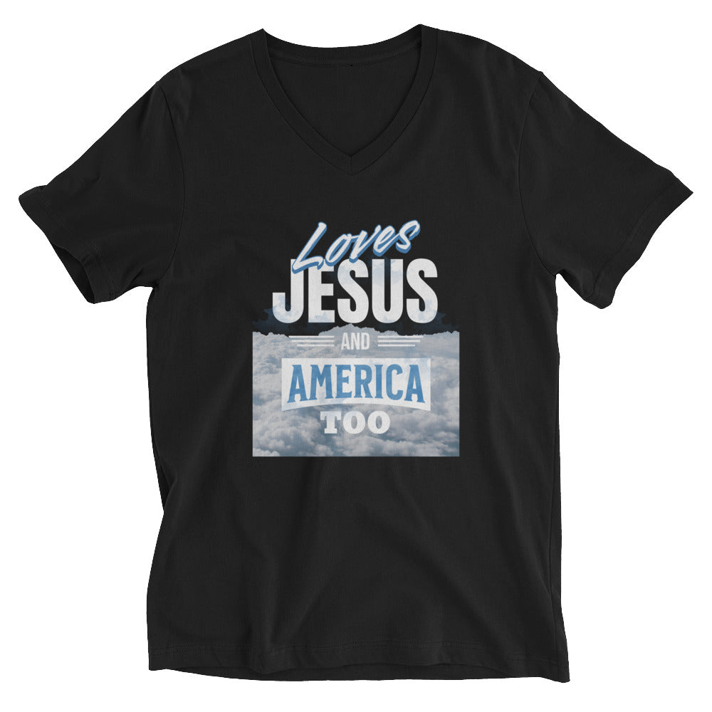 Loves Jesus and America Too V-Neck